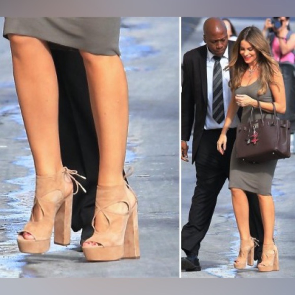 Aquazzura Sexy Thing Suede Platform Sandals in Blush/Nude, size 9.5